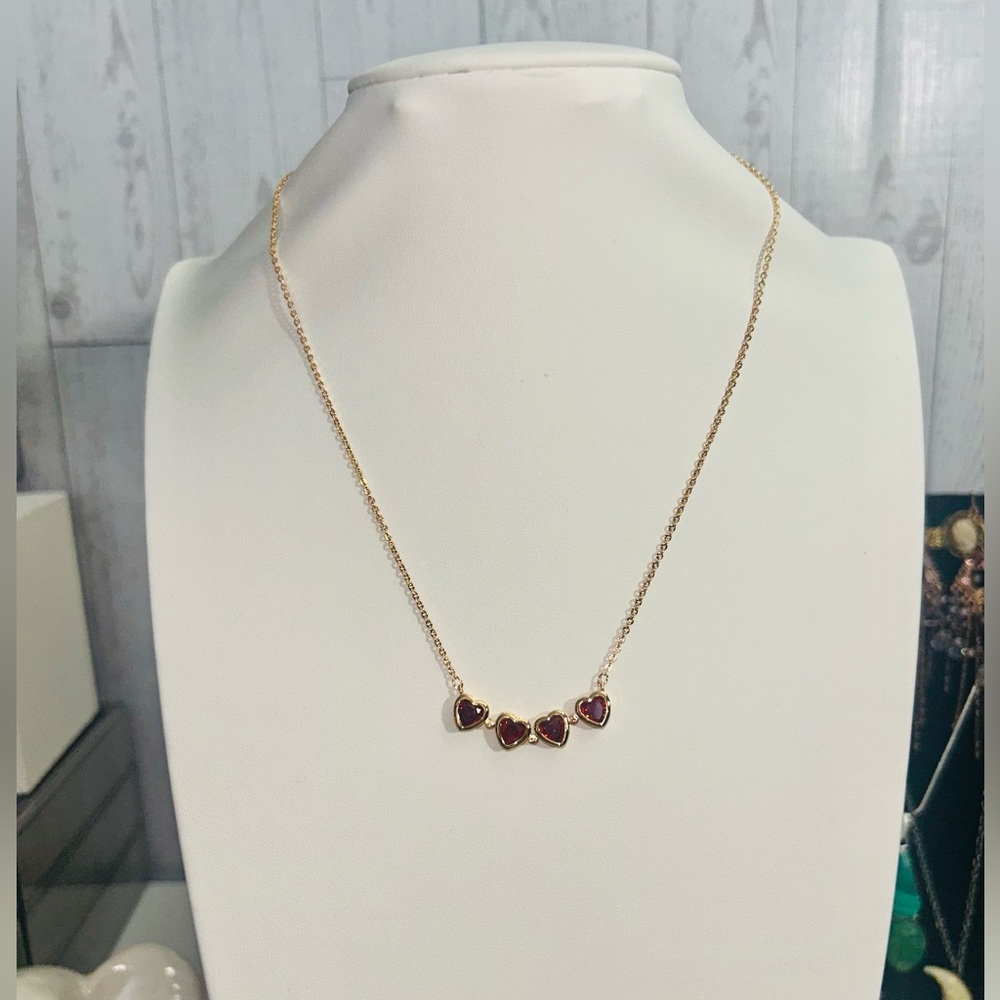 Heart Shaped Clover Magnetic Red & Rose Gold Plated Pendant Necklace - Picture 9 of 12